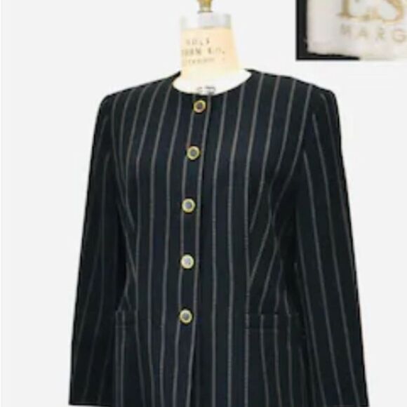 Vintage Escada Margaretha Ley Pin stripes virgin Wool Jacket blazer only 36 - Picture 1 of 11